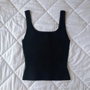 NWT Aritzia Babaton Black Sculpt Knit Squareneck Tank Top